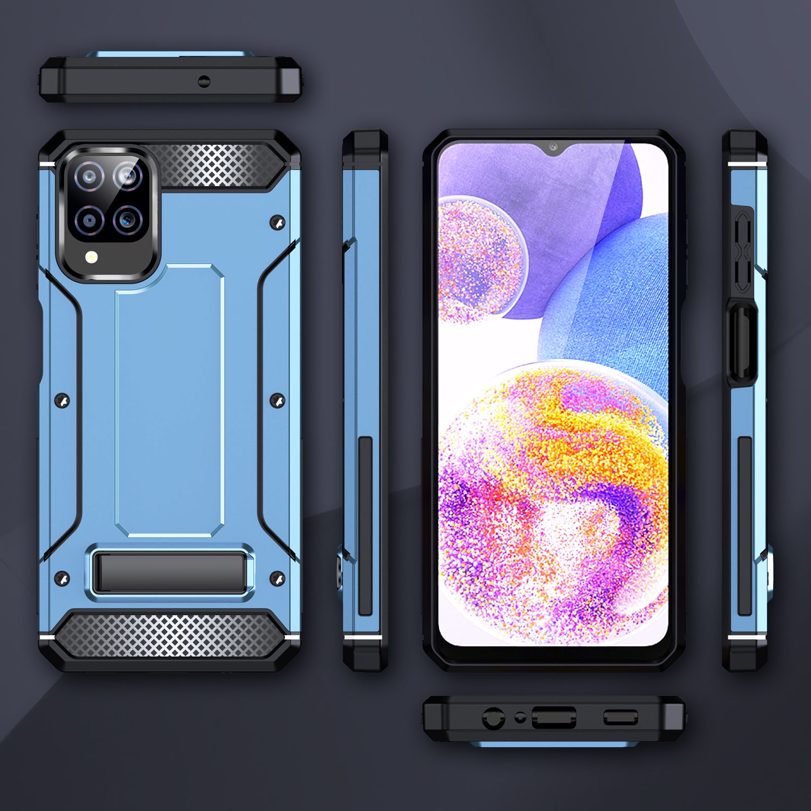 For Samsung Galaxy A12 M12 F12 Kickstand Phone Case Drop-proof TPU PC Phone Cover For Samsung Galaxy A12 M12 F12 Kickstand Phone Case Drop-proof TPU PC Phone Cover